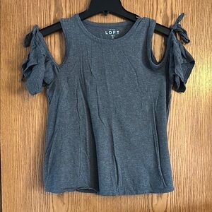 LOFT Gray Cold Shoulder Top